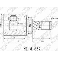 Шрус внутренний левый 22x40x25